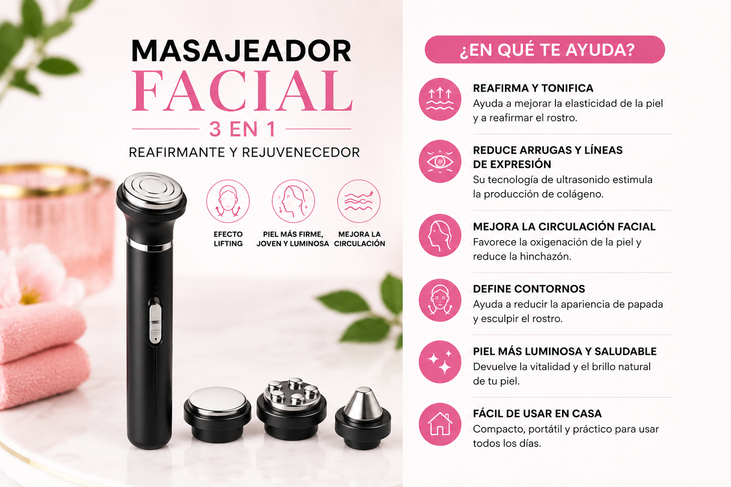 🔥 Lifting Facial en Casa – Masajeador 3 en 1