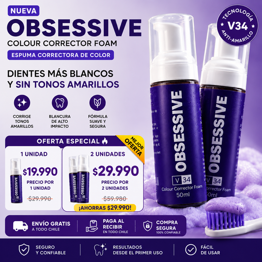 OBSESSIVE V34 Pack 2x | Pasta Dental Blanqueadora Corrector de Color